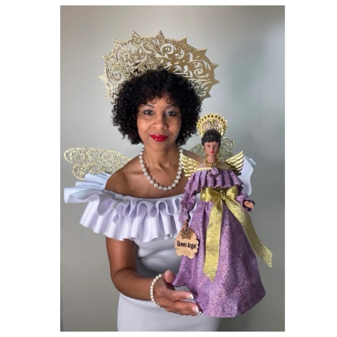 angel purple dress tree topper Vintage Angel Tree Topper, 1940s Angie the Angel Christmas Decoration
